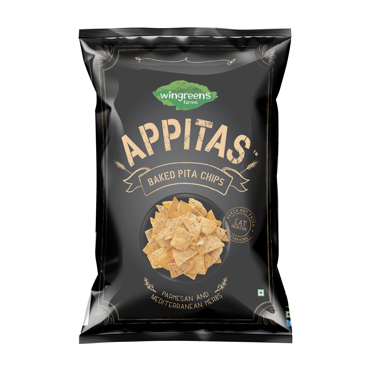 WinGreens - Parmesan & Mediterranean Herbs Pita Chips 60g