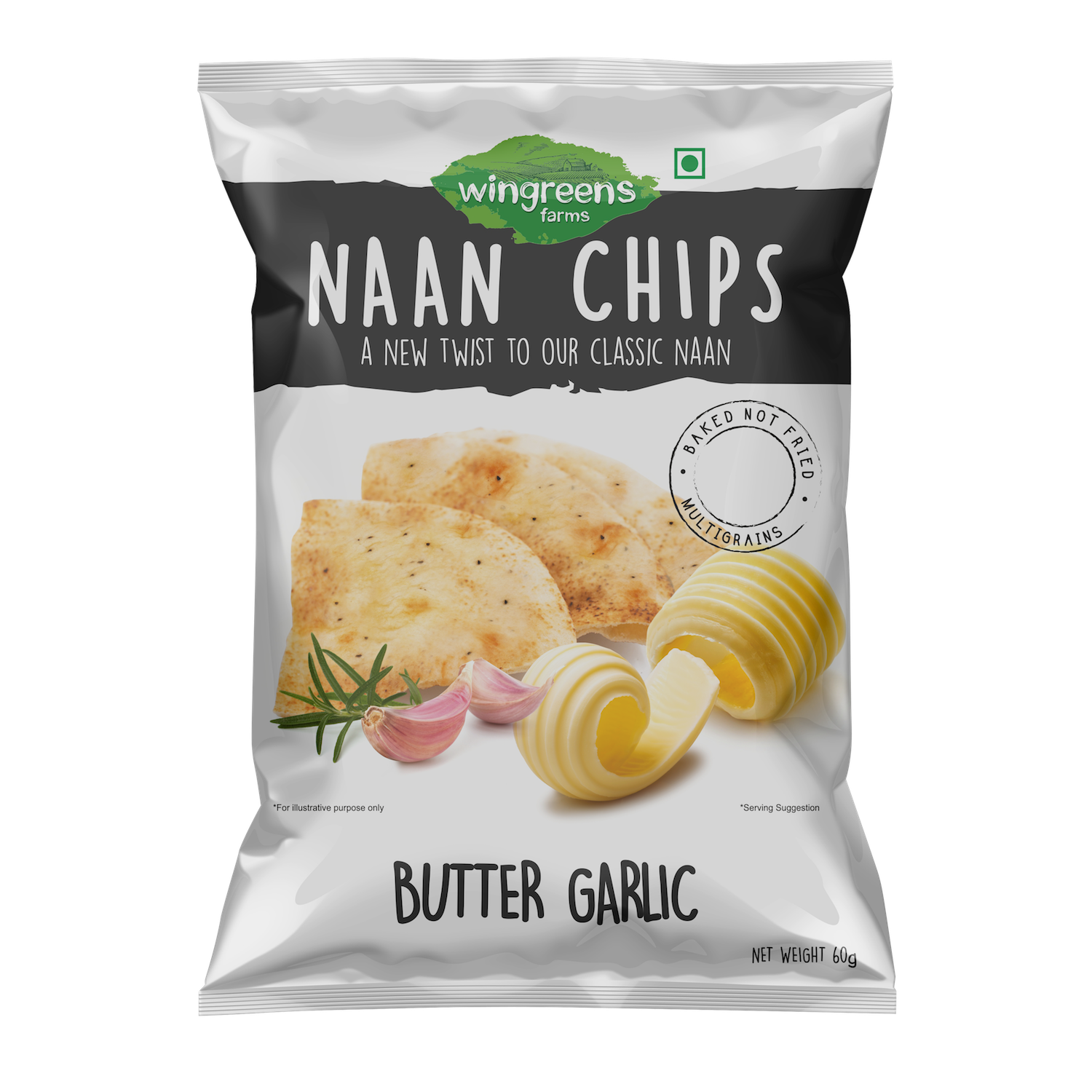 WinGreens - Naan Chips - Butter Garlic 60g